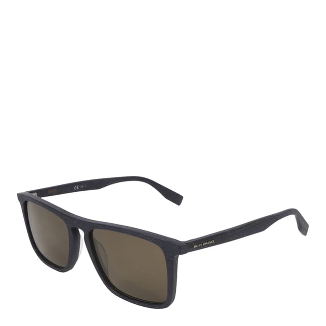 Hugo Boss Men's Matte Blue and Brown Sunglasses 