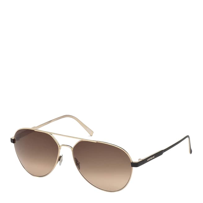 Montblanc Men's Gold and Brown Sunglasses 