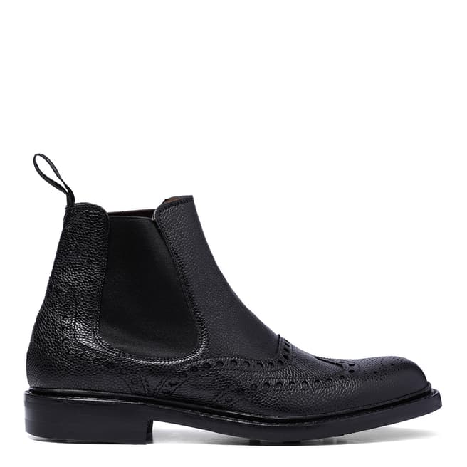 Joseph Cheaney & Sons Black Leather Tamar Brogue Chelsea Boots