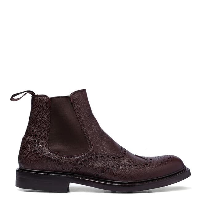 Joseph Cheaney & Sons Burgundy Leather Tamar Brogue Chelsea Boots