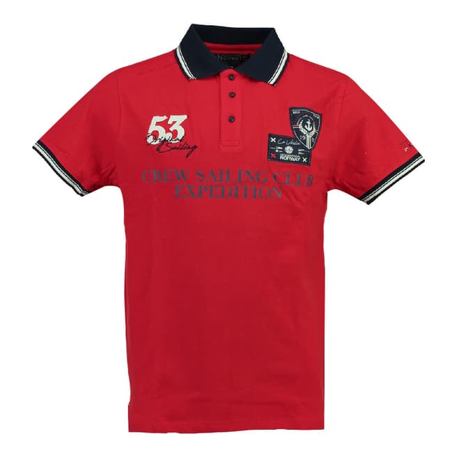 Geographical Norway Men's Red Kebastien Short Sleeve Polo