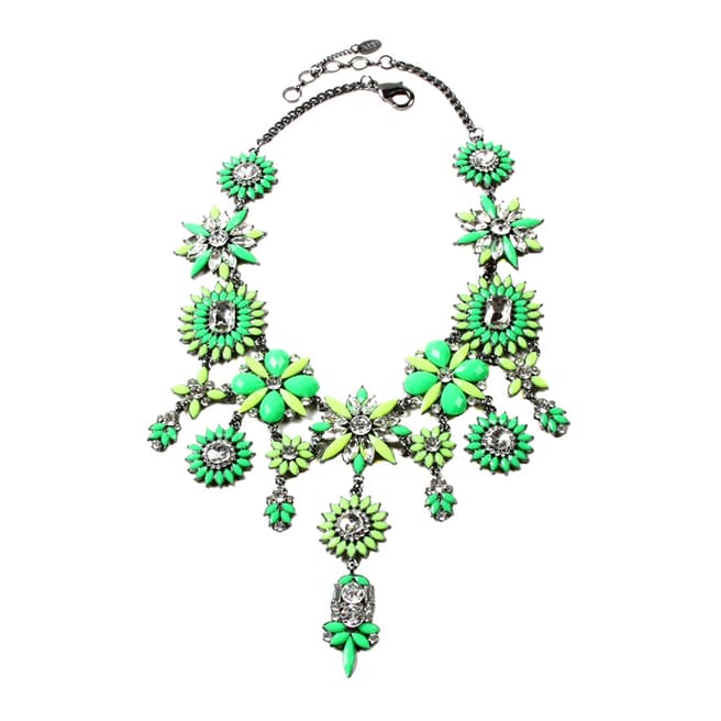 Amrita Singh Yellow/ Green/ Gunmetal Statement Crystal Necklace