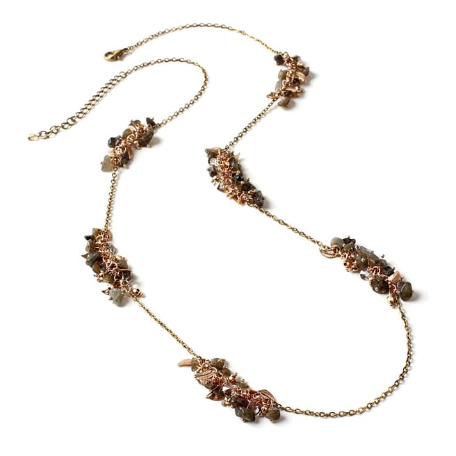 Amrita Singh Gold-tone Chain Necklace with Natural Stone Clusters