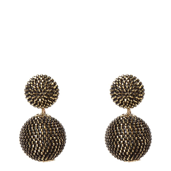 Amrita Singh Black Gold-tone Brass Ball Drop Earrings