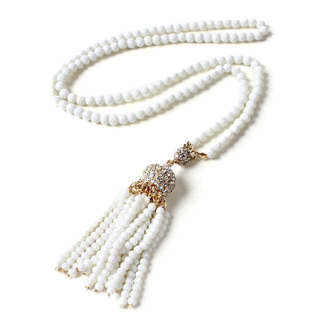 Amrita Singh White Gold Tone Brass Necklace With Austrian Crystals