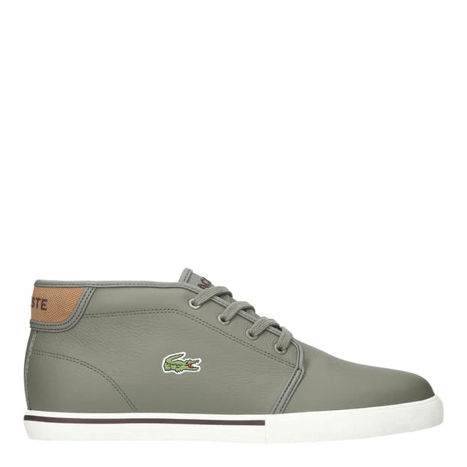 Lacoste Men's Khaki Leather Ampthill Lace Up High Top Sneakers