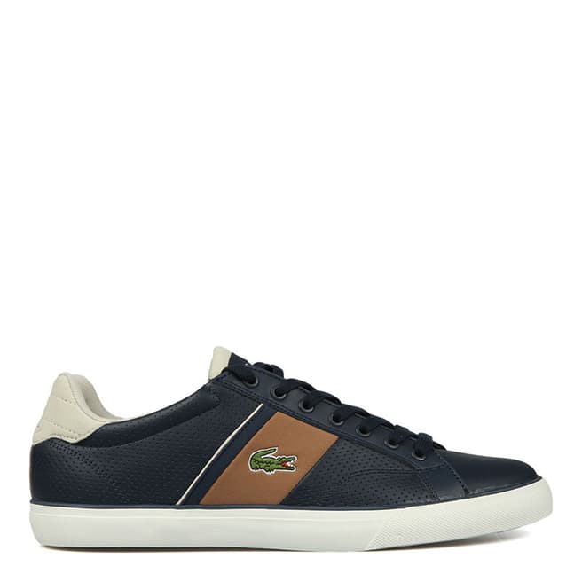 Lacoste Men's Navy And Tan Brown Leather Fairlead Sneakers