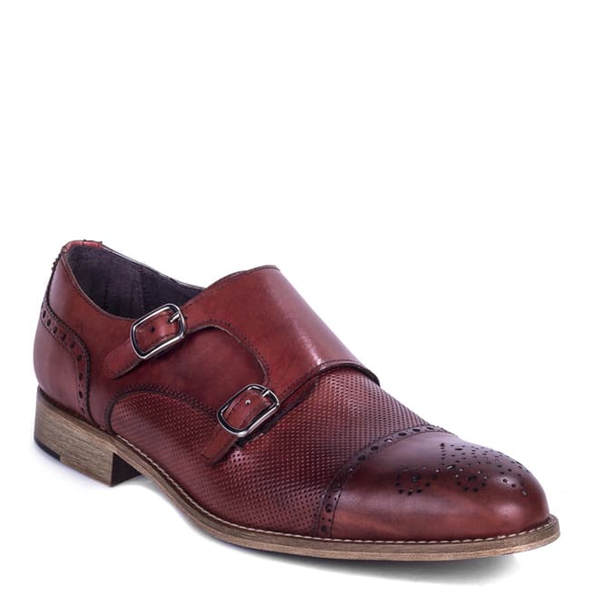 Ortiz & Reed Brown Textured Leather Monkstrap Brogues