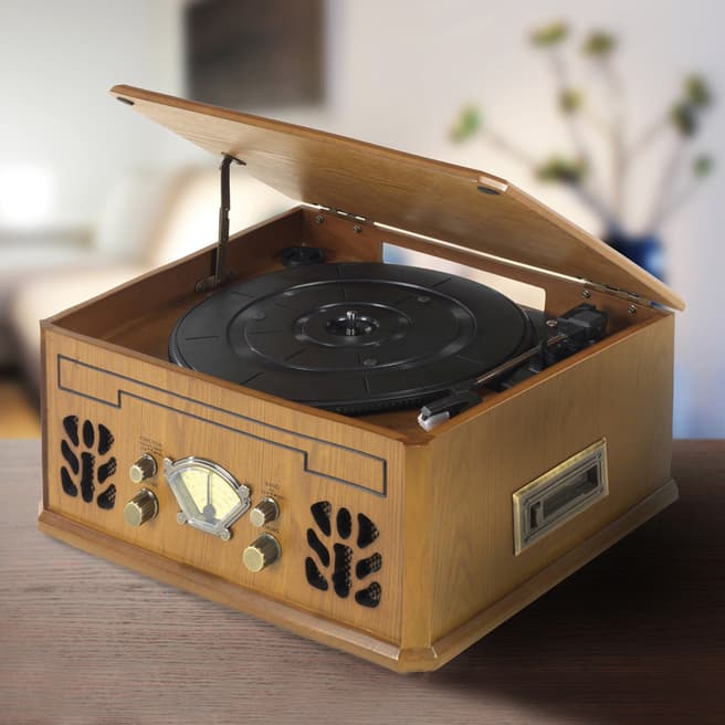 iTek 4-In-1 Antique Record, CD Cassette & Radio Player