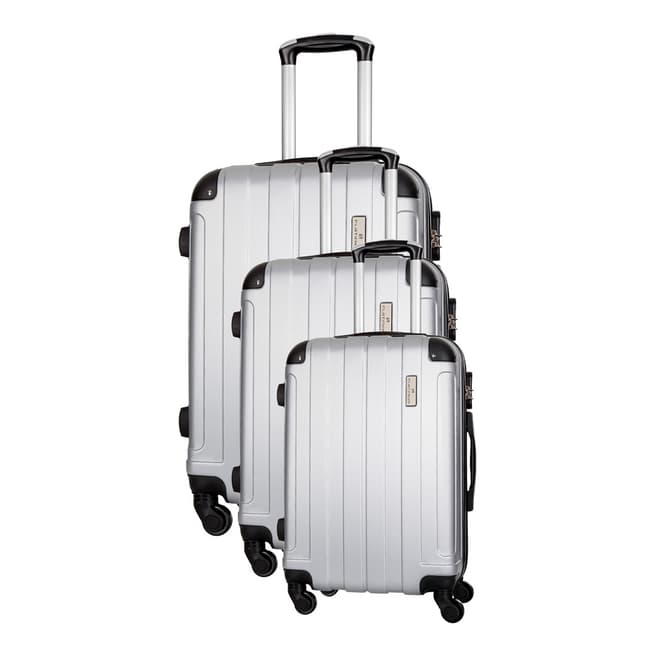 Platinium Silver Delos Set of Three 4 Wheeled Suitcases 46/56/66cm