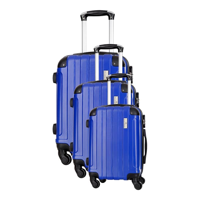 Platinium Blue Delos Set of Three 4 Wheeled Suitcases S/M/L
