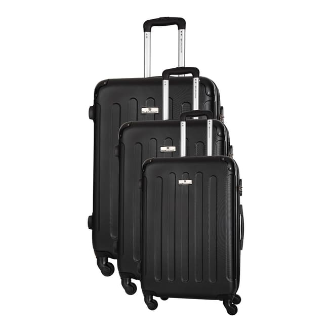 Platinium Black Allgood Set of Three 4 Wheeled Suitcases 46/56/66cm