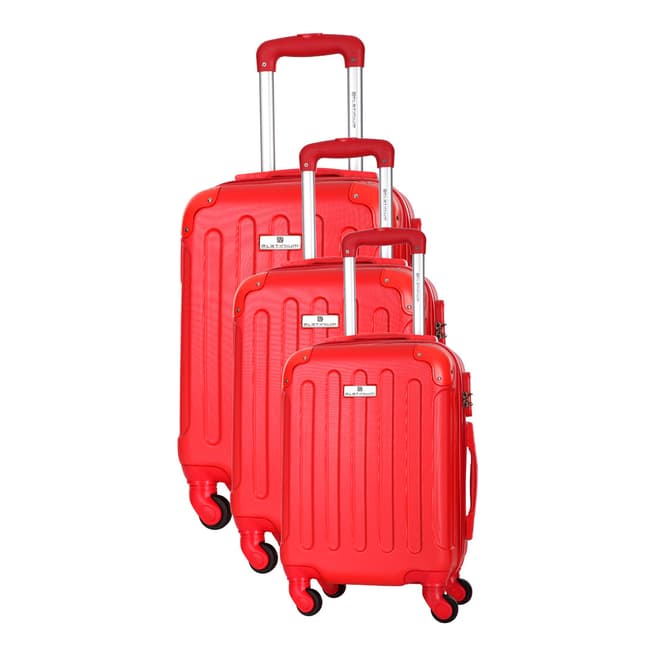 Platinium Red Allgood Set of Three 4 Wheeled Suitcases 46/56/66cm