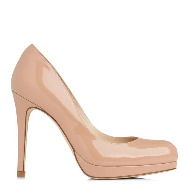 L K Bennett Nude Patent Leather Sledge Courts