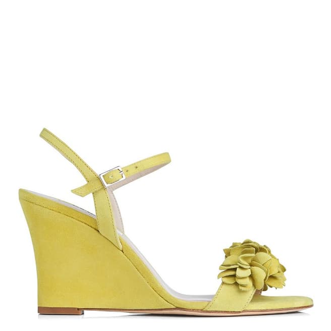 L K Bennett Lime Suede Catherine Wedge Sandals