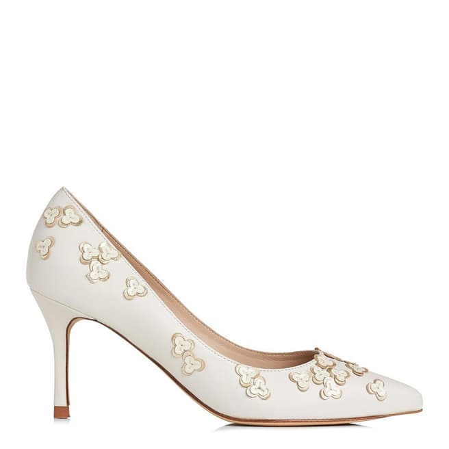 L K Bennett Cream/Gold Leather Lilly Courts