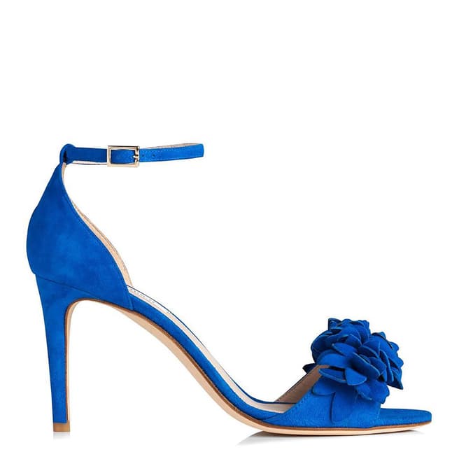 L K Bennett Majorelle Blue Suede Claudie Floral Sandals