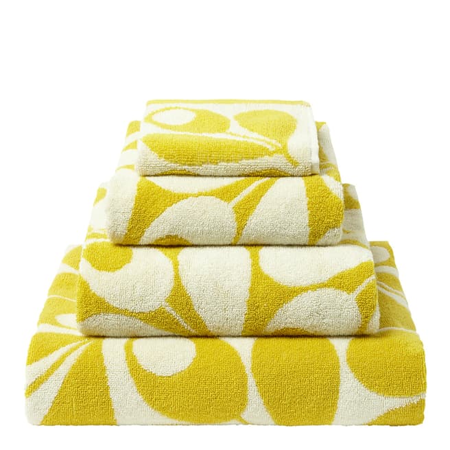 Orla Kiely Acorn Cup Set of 2 Face Towels, Dandelion