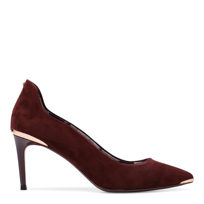 Ted Baker Burgundy Suede Vyixin Curved Court Shoes 
