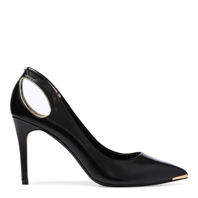 Ted Baker Black Leather Jesamin Cut Out Stiletto Court Shoes 