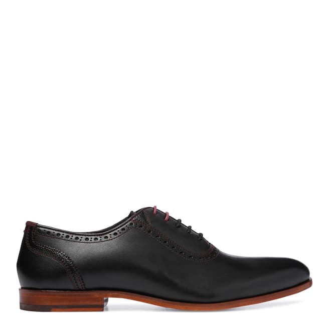 Ted Baker Black Leather Anice Red Stitch Oxford Shoes 