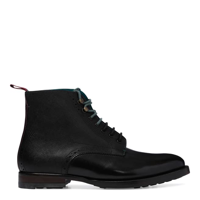 Ted Baker Black Leather Dhavin Brogue Ankle Boots 