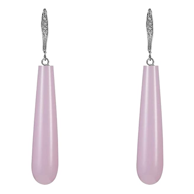 Alexa by Liv Oliver Sterling Silver Plated Pink Agate Pave Tear Drop Earrings