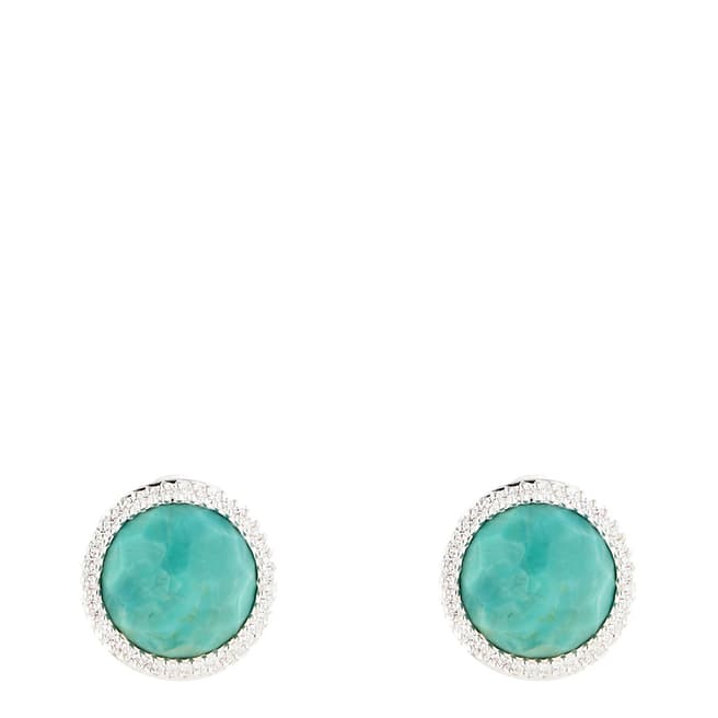 Alexa by Liv Oliver Sterling Silver Turquoise CZ Halo Post Earrings