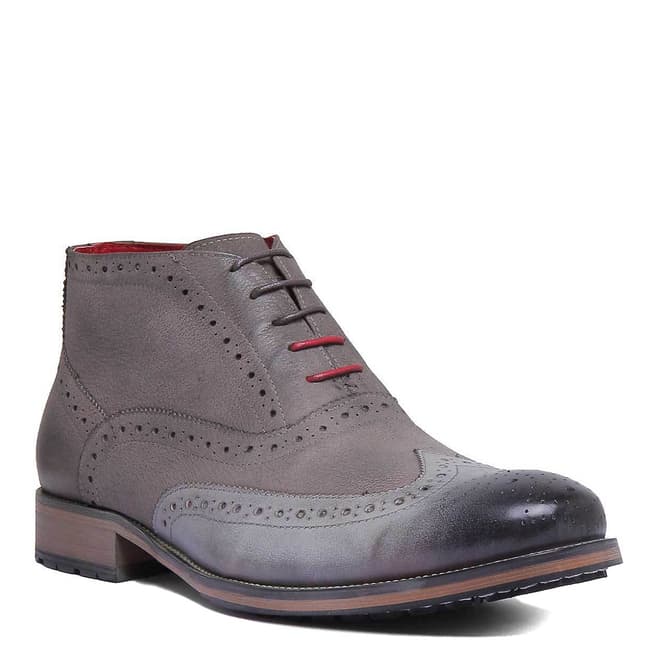 Justin Reece Vintage Grey Leather Bruno Brogue Boots