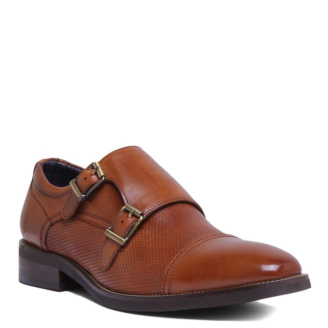 Justin Reece Brown Leather Colin Monkstrap Shoes
