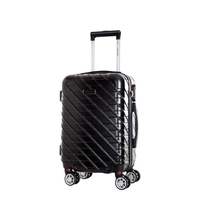 Travel One Black Leiria Low Cost 8 Wheeled Suitcase 46cm