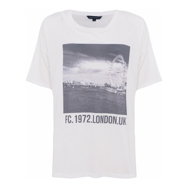 French Connection White London Eye Round Neck T Shirt 