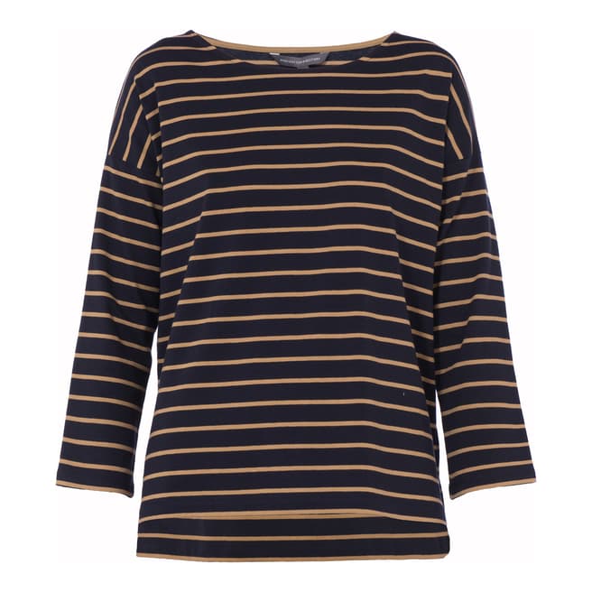 French Connection Black/Sand Long Sleeved Stripe Top 