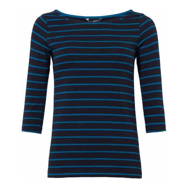 French Connection Blue Stripe Cotton Tim Tim Top 