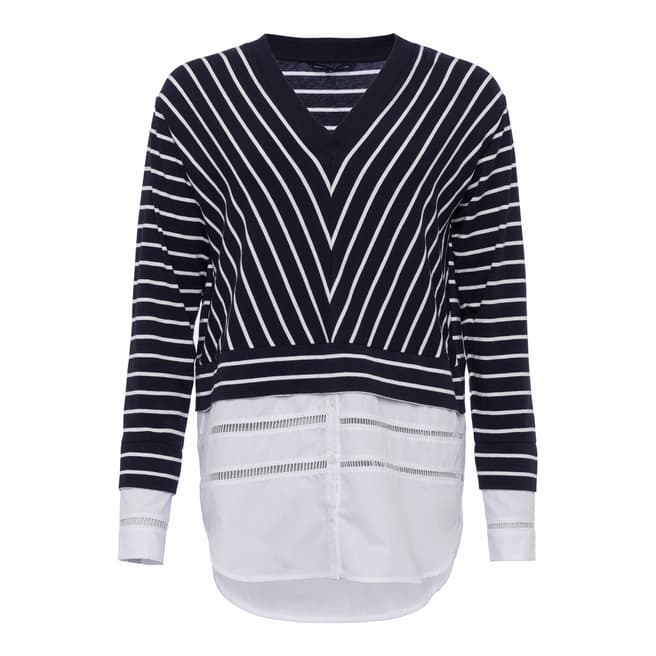 French Connection Blue/ Cream Stripe Jumper