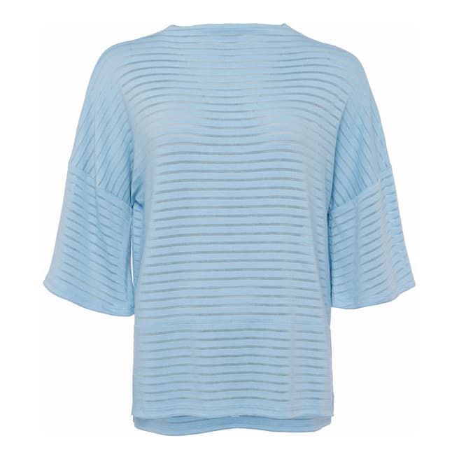 French Connection Dream Blue Beka Sheer Rib Jersey Top 