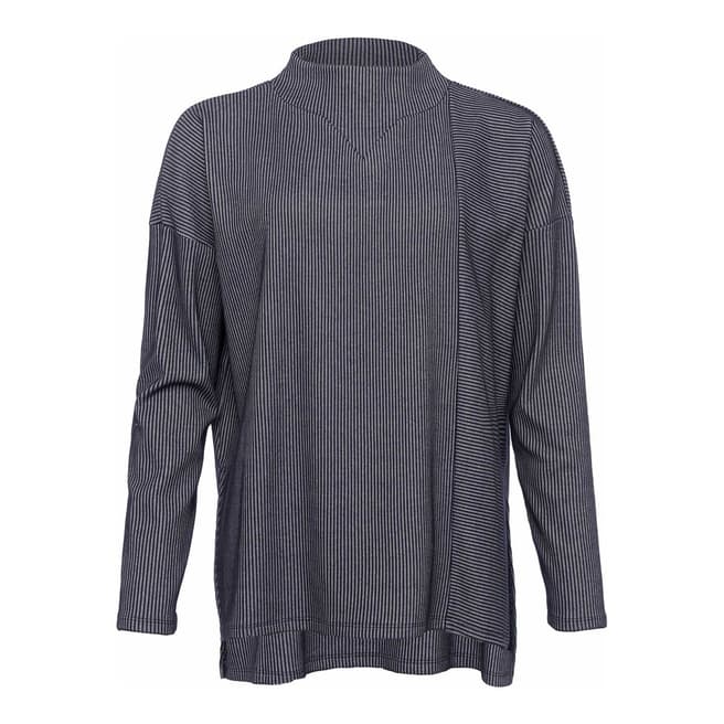 French Connection Grey/Blue Sario Rib Jersey Top 