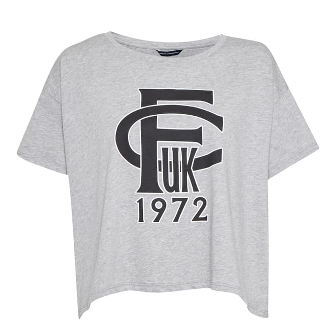 French Connection Grey/Black Short Sleeved Slogan T Shirt