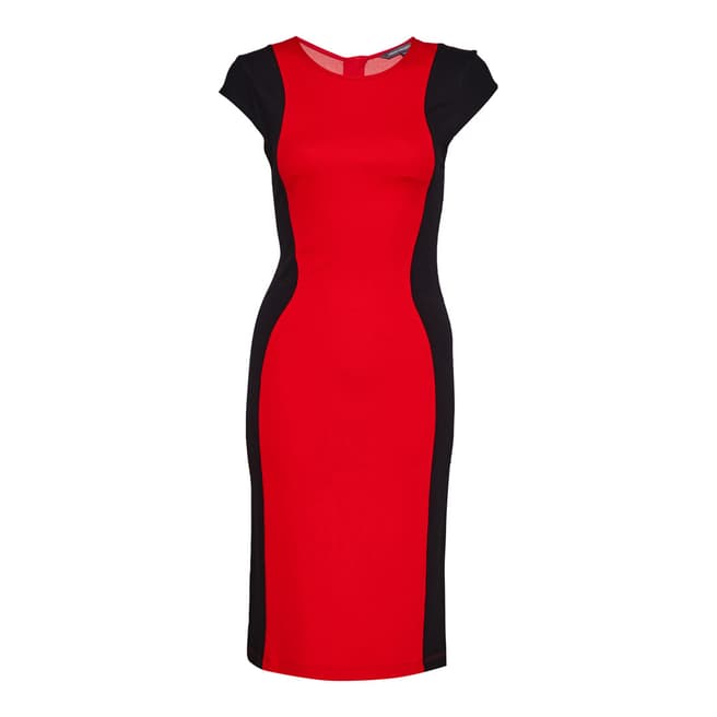 French Connection Royal Scarlet/Black Cap Sleeve Dress 