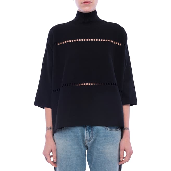 French Connection Black Roll Neck Top