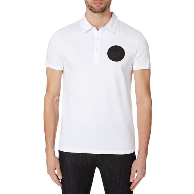 Versace Collection White Patch Logo Jersey Polo Top