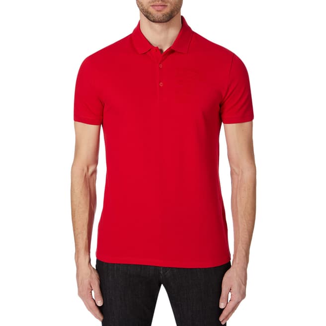 Versace Collection Red Embroidered Logo Cotton Polo Top