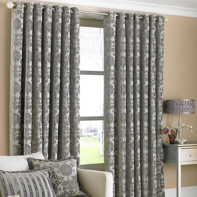 Riva Home Silver Hanover Eyelet Curtains 168x183cm