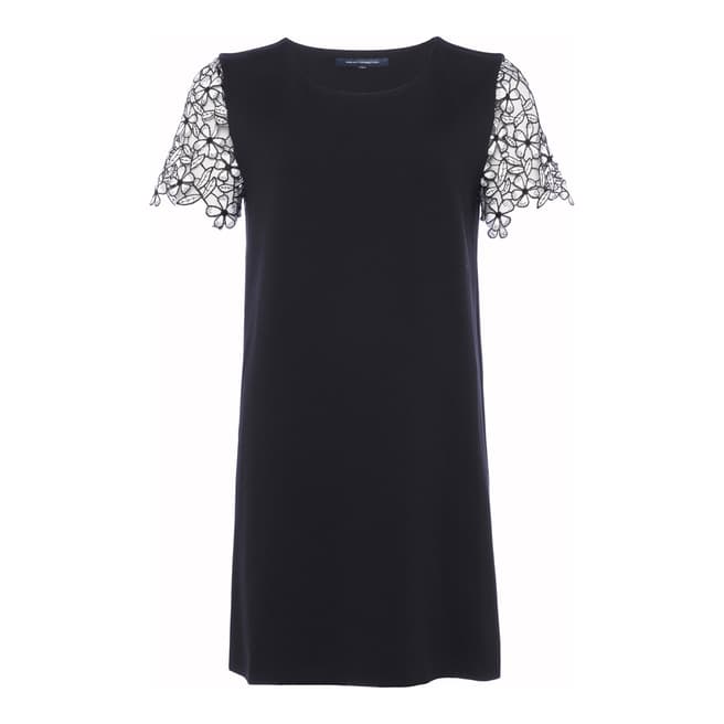 French Connection Black Flaga Frill Lace Sleeve Dress