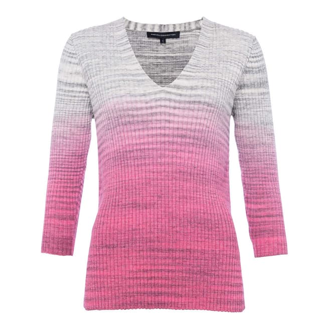French Connection Pink/Grey Space Rib Jumper