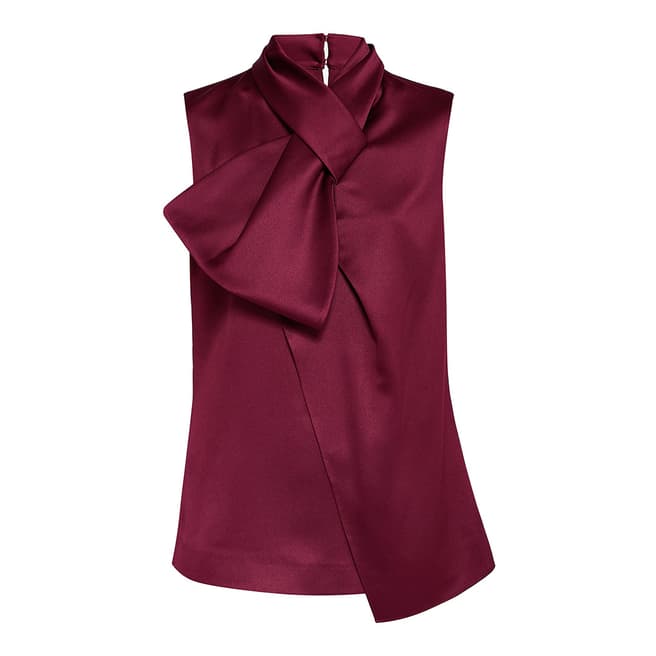 Ted Baker Maroon Kristaa Twisted Bow Neck Top