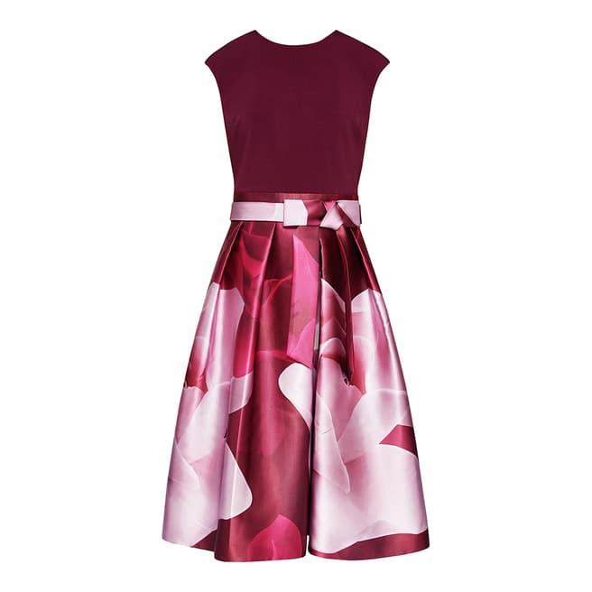 Ted Baker Maroon Lyla Porcelain Rose Full Skirt Dress