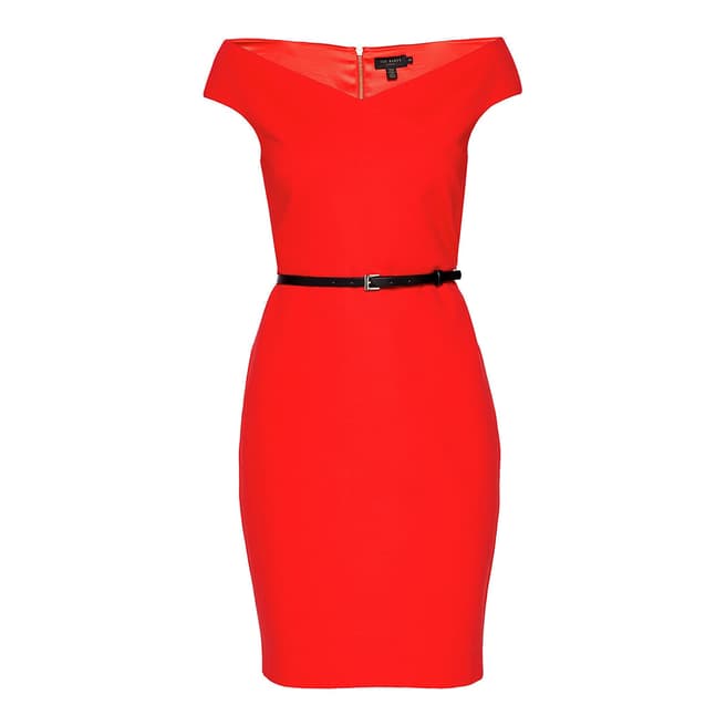 Ted Baker Red Off The Shoulder Bodycon Dress