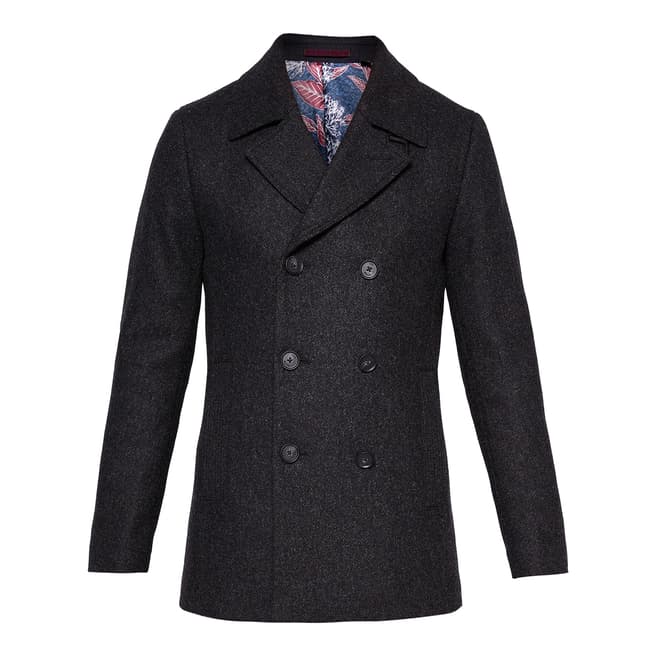 Ted Baker Charcoal Zachary Wool Peacoat
