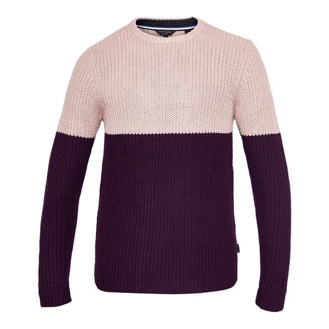 Ted Baker Dusky Pink Gimme Colour Block Rib Crew Neck
